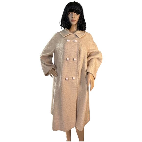 Vintage 1950's Craigleigh Ivory Blouce Double Breasted Swing Coat size large - Picture 3 of 17